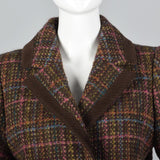 1980s Salvatore Ferragamo Mohair Tweed Skirt Suit with Corduroy Trim