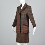 1980s Salvatore Ferragamo Mohair Tweed Skirt Suit with Corduroy Trim