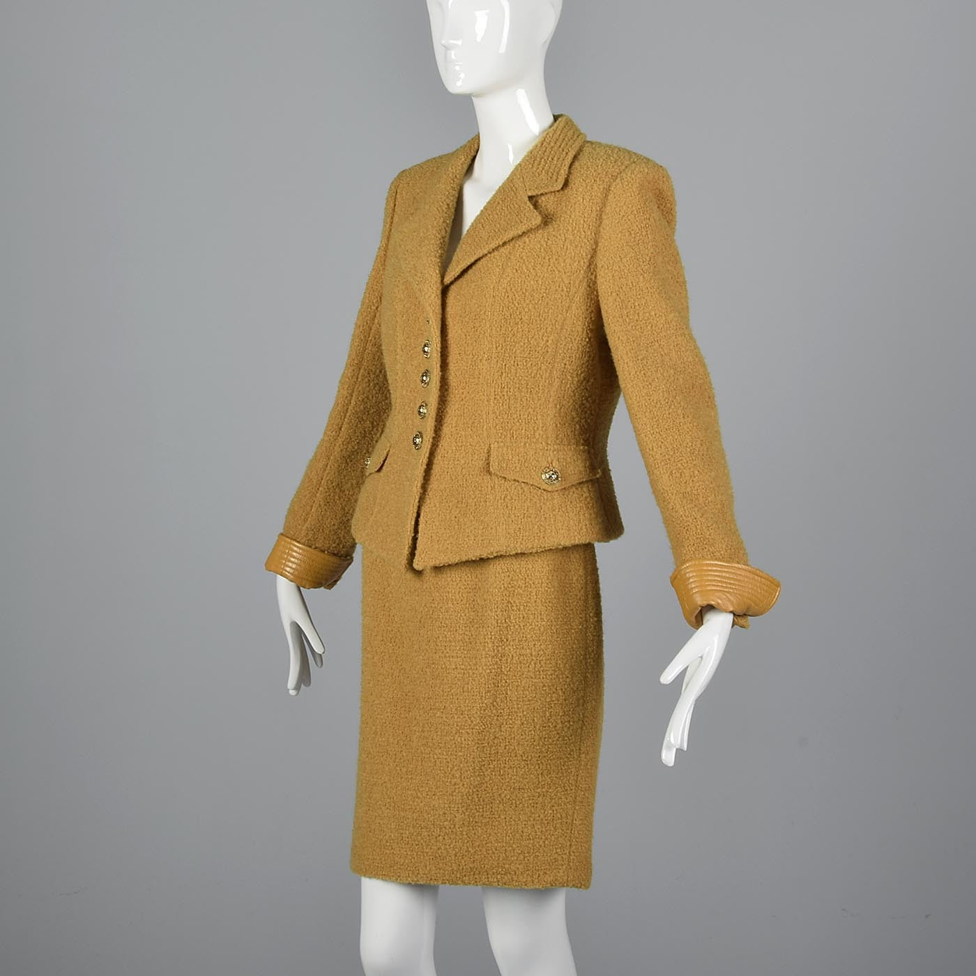 1990s Emanuel Ungaro Parallele Mustard Yellow Skirt Suit