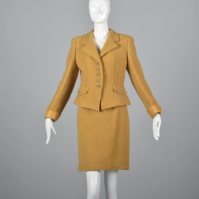 1990s Emanuel Ungaro Parallele Mustard Yellow Skirt Suit