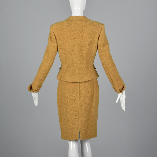 1990s Emanuel Ungaro Parallele Mustard Yellow Skirt Suit