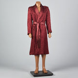 1950s Men's Rayon Red Swirl Brocade Robe with Fringe