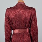 1950s Men's Rayon Red Swirl Brocade Robe with Fringe