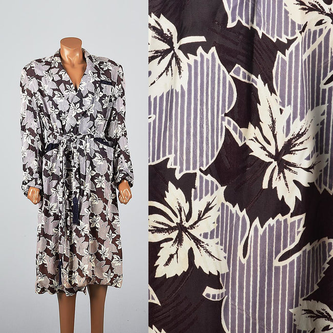 1940s Mens Robe with Leaf Print