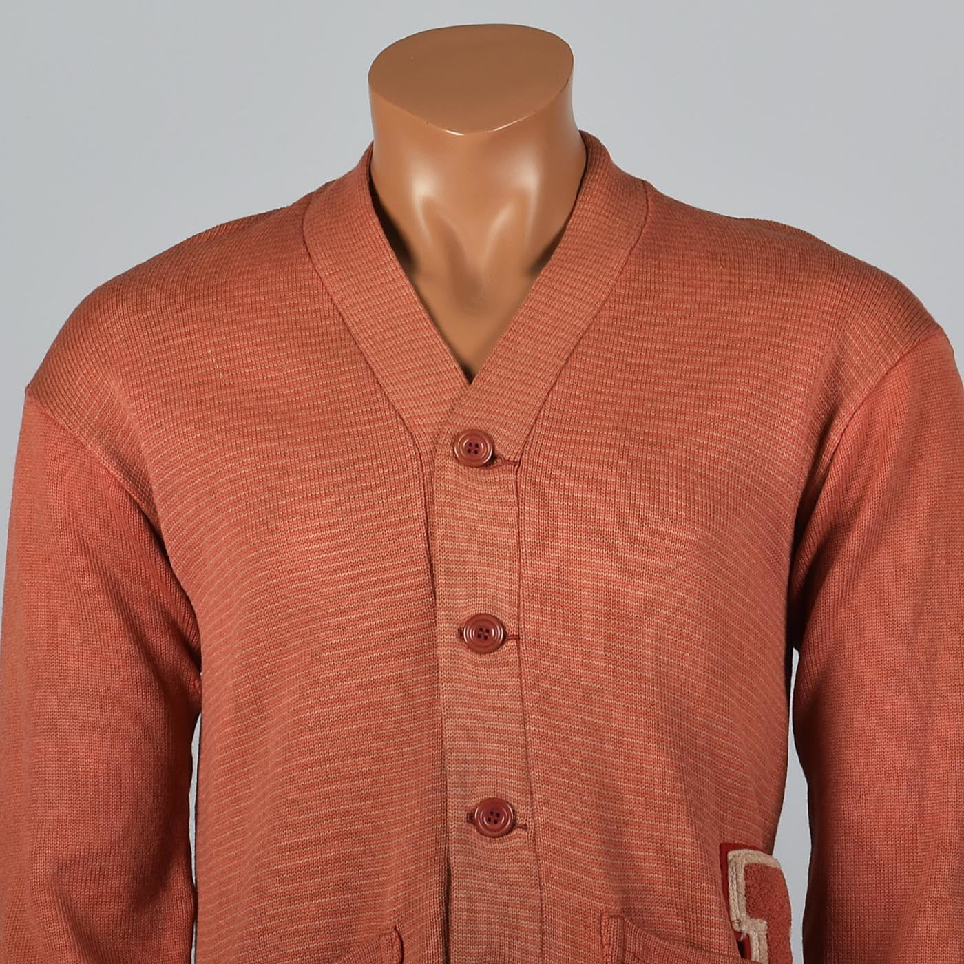 1930s Mens Orange Letterman Sweater