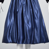Off Shoulder Scaasi Drop Waist Party Dress in Navy Blue