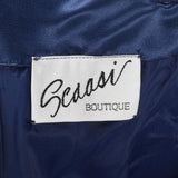 Off Shoulder Scaasi Drop Waist Party Dress in Navy Blue