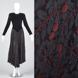1980s Norma Kamali Black Widow Velvet & Lace Dress