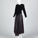 1980s Norma Kamali Black Widow Velvet & Lace Dress
