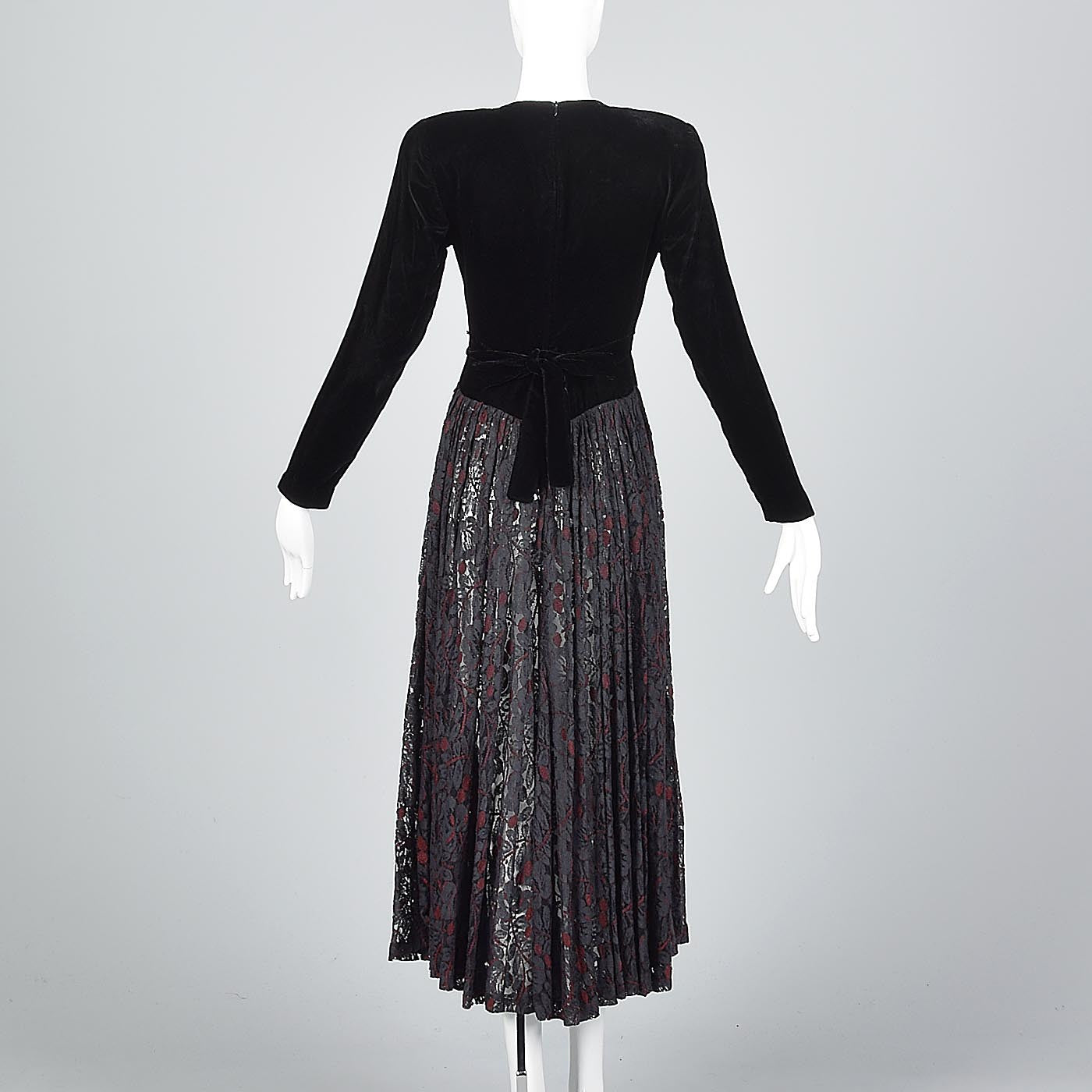 1980s Norma Kamali Black Widow Velvet & Lace Dress Style & Salvage 1980s Norma Kamali Black Widow Velvet & Lace Dress Style & Salvage
