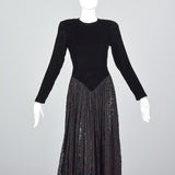 1980s Norma Kamali Black Widow Velvet & Lace Dress