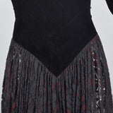 1980s Norma Kamali Black Widow Velvet & Lace Dress