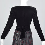 1980s Norma Kamali Black Widow Velvet & Lace Dress