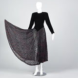 1980s Norma Kamali Black Widow Velvet & Lace Dress