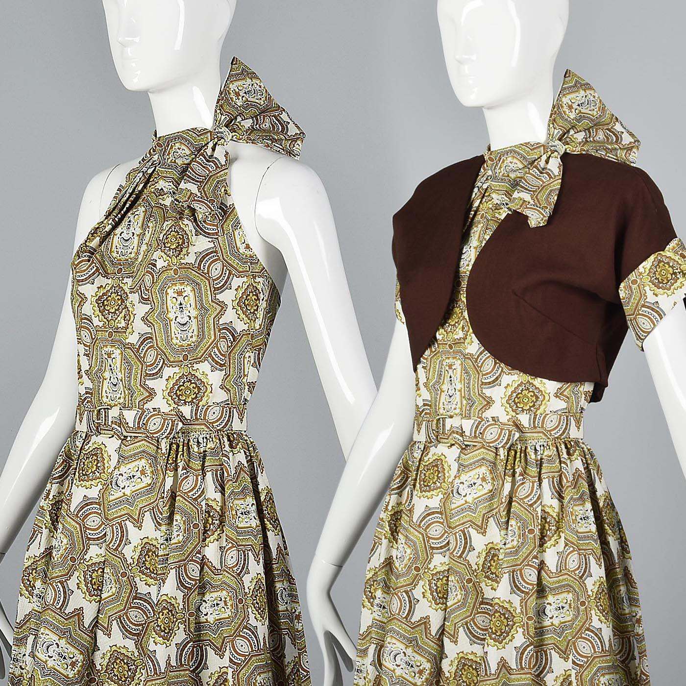 1950s Backless Halter Dress with Matching Bolero