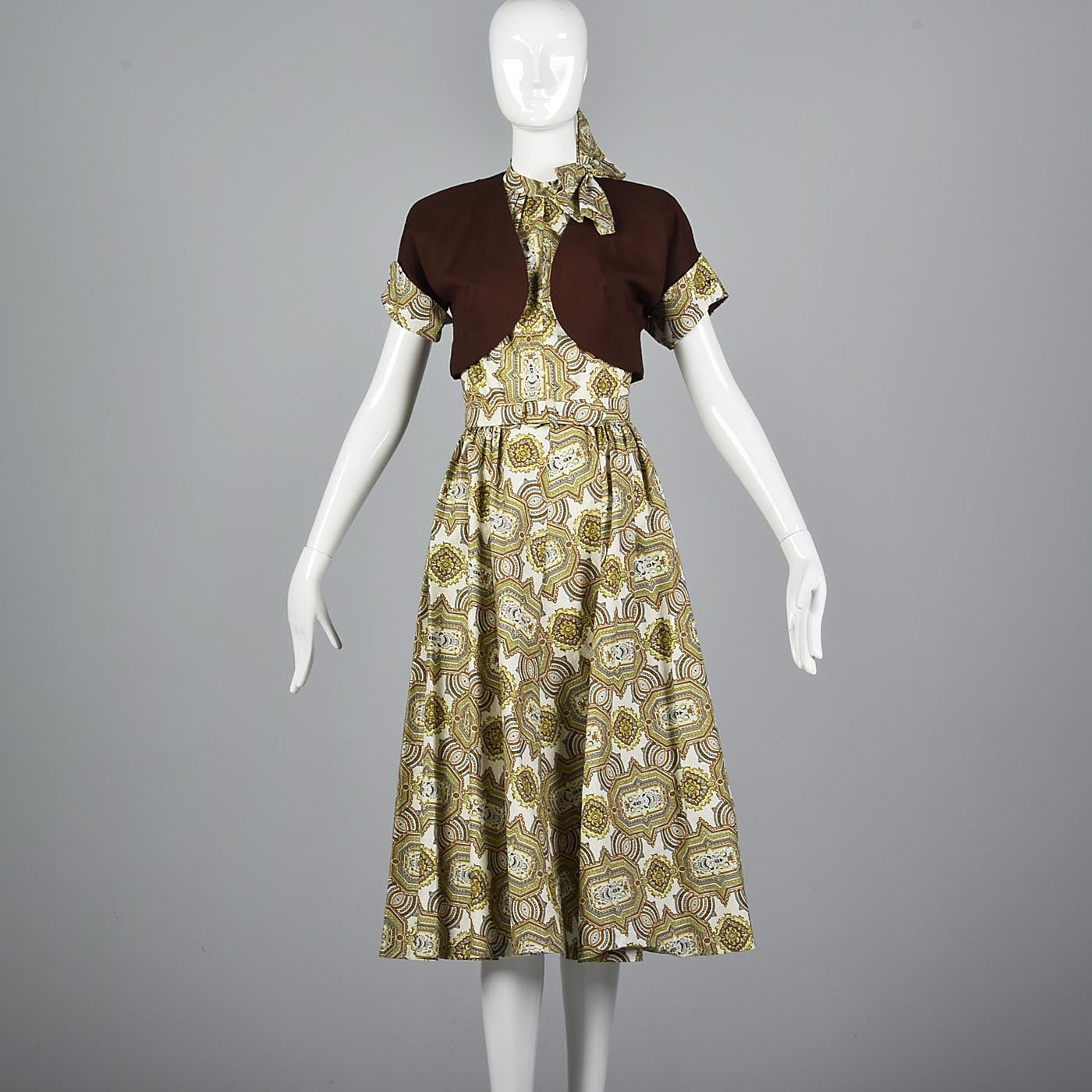 1950s Backless Halter Dress with Matching Bolero Style & Salvage 1950s Backless Halter Dress with Matching Bolero Style & Salvage