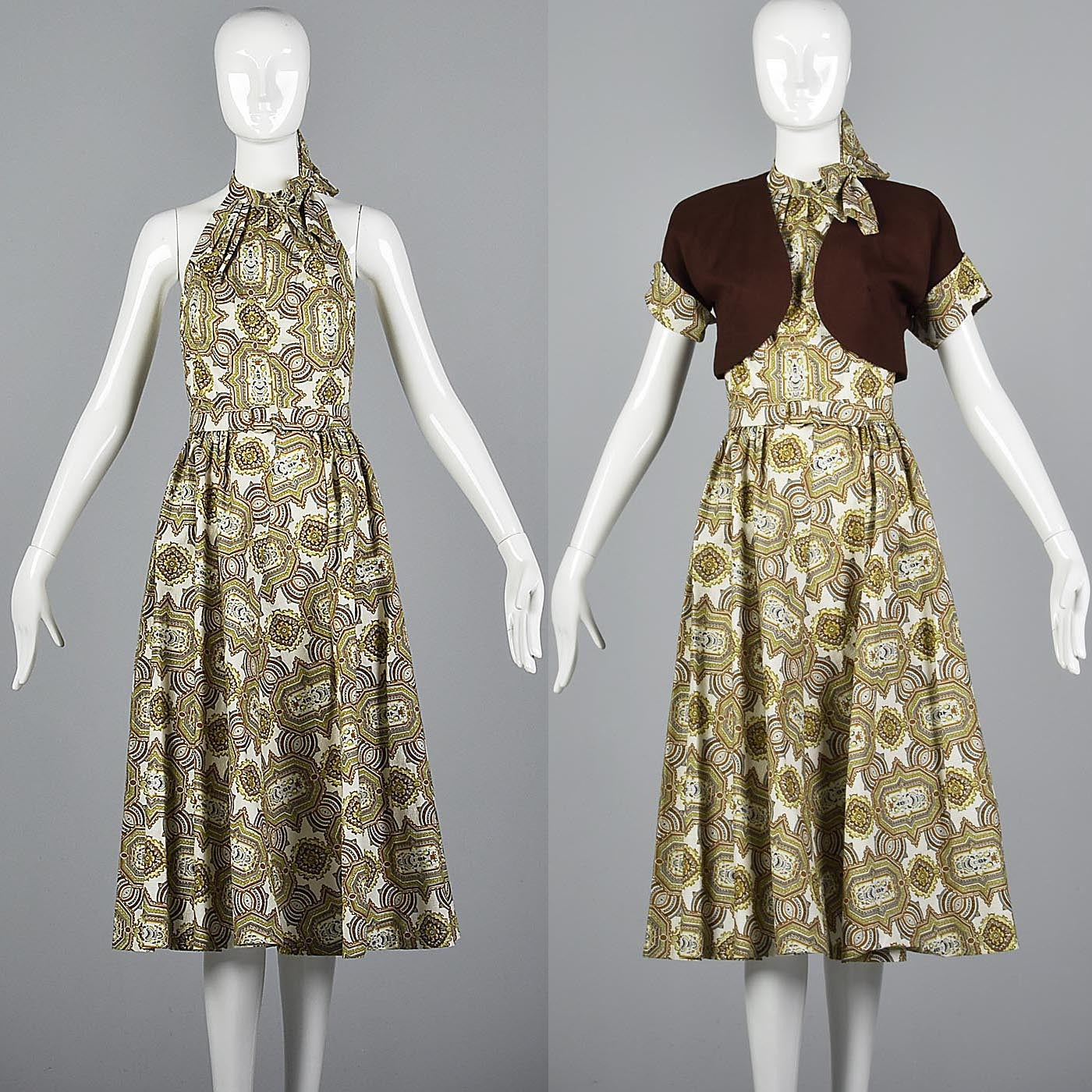 1950s Backless Halter Dress with Matching Bolero