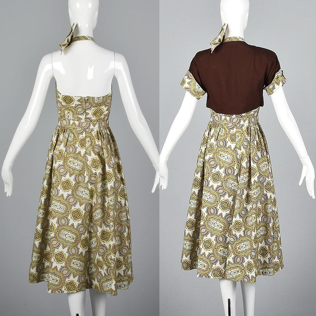 1950s Backless Halter Dress with Matching Bolero