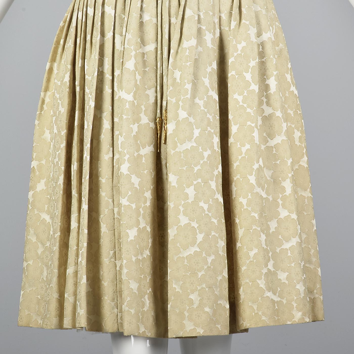 1950s Ivory Brocade Dress with Corset Illusion Front