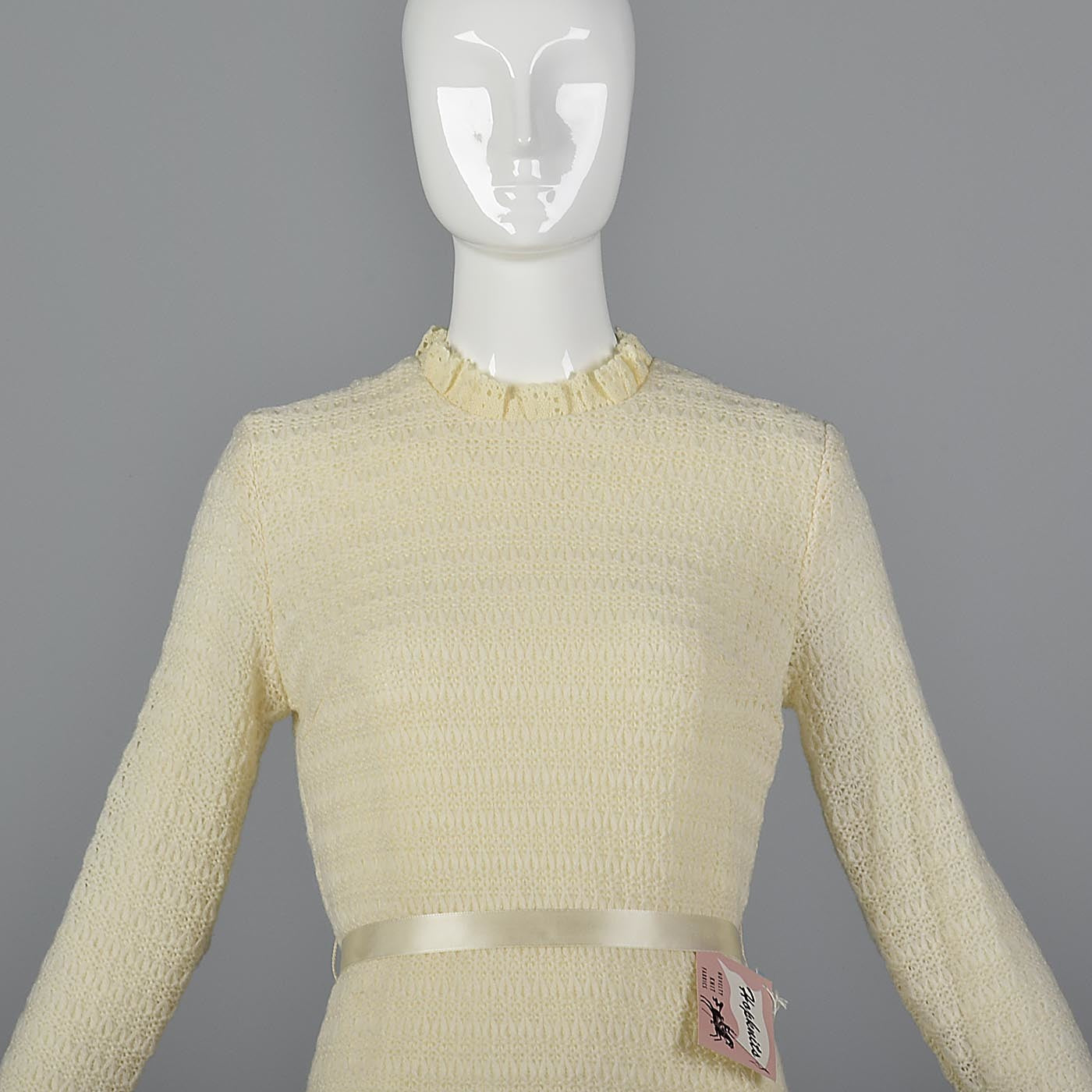 1960s Deadstock Cream Sweater Dress