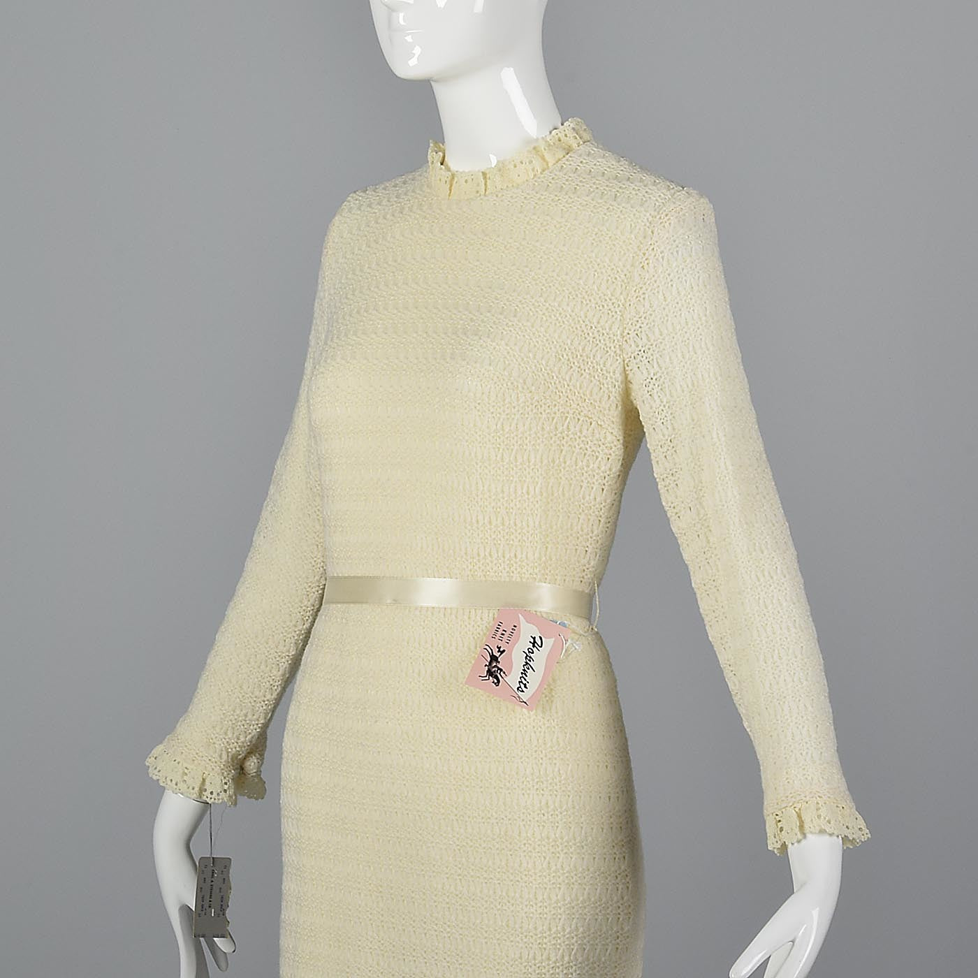 1960s Deadstock Cream Sweater Dress