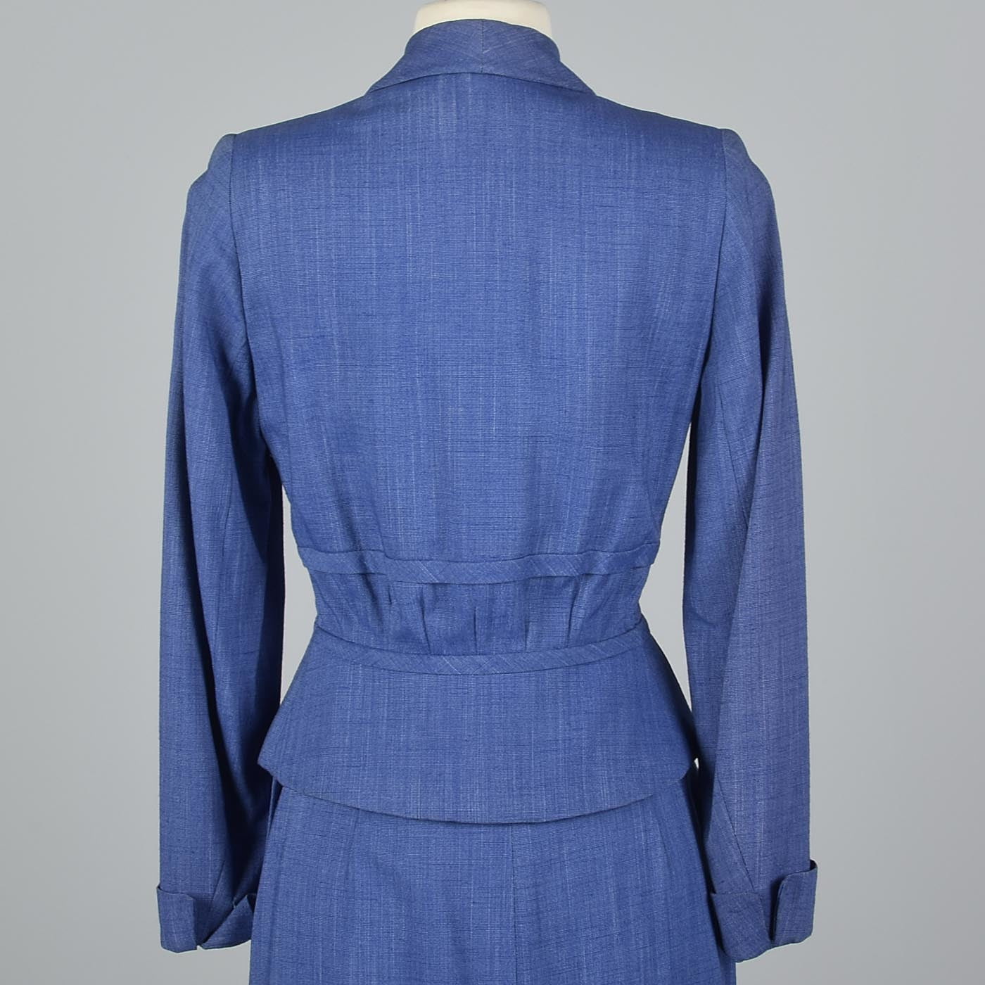 1950s Hourglass Blue Skirt Suit