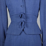 1950s Hourglass Blue Skirt Suit