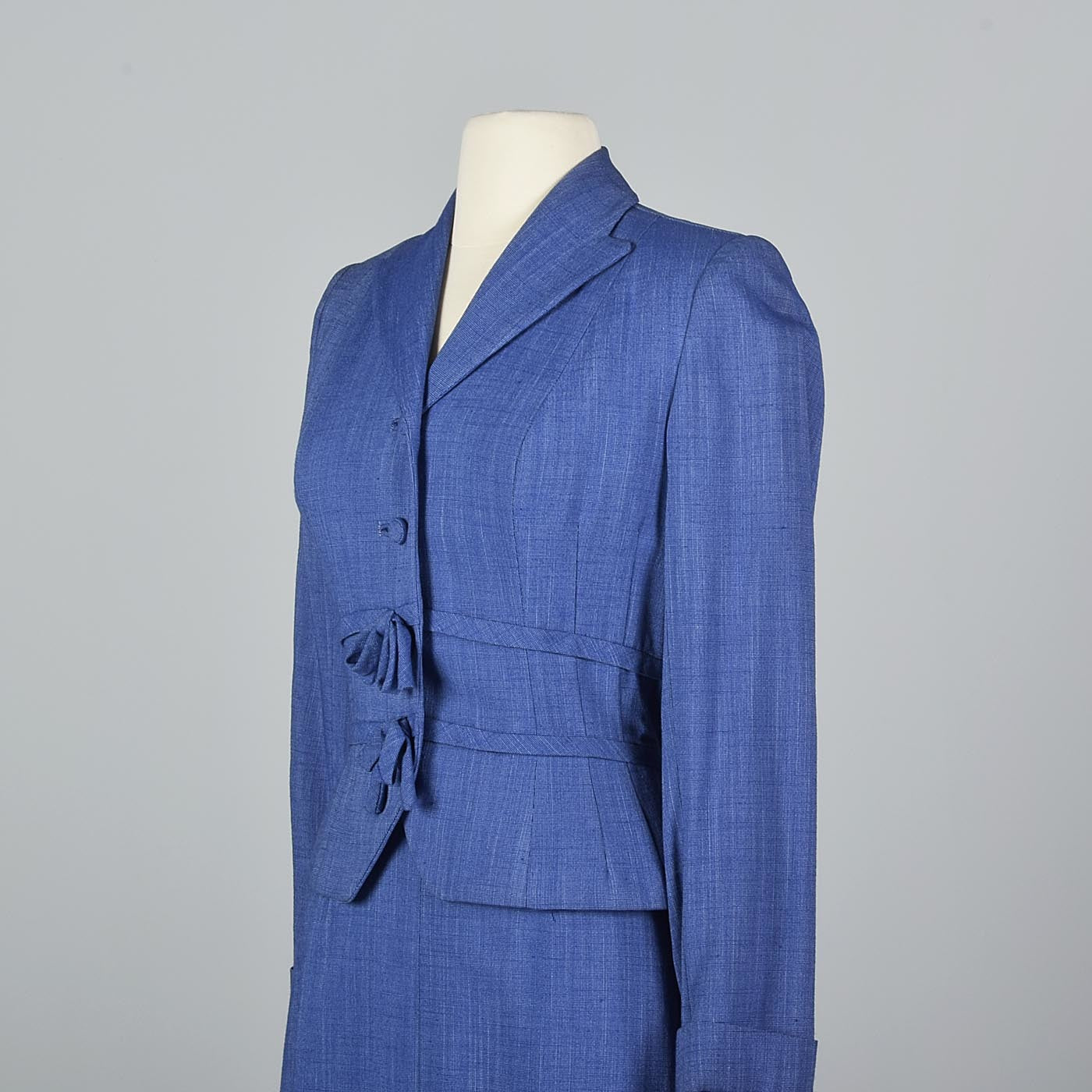 1950s Hourglass Blue Skirt Suit