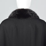1960s Black Wool Swing Coat with Mink Collar