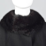 1960s Black Wool Swing Coat with Mink Collar