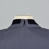 1950s Hourglass Gray Wool Jacket with Velvet Collar