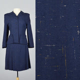 1940s Skirt Suit in Flecked Navy Fabric