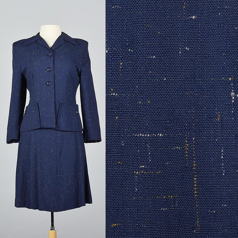 1940s Skirt Suit in Flecked Navy Fabric – Style & Salvage