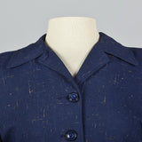 1940s Skirt Suit in Flecked Navy Fabric