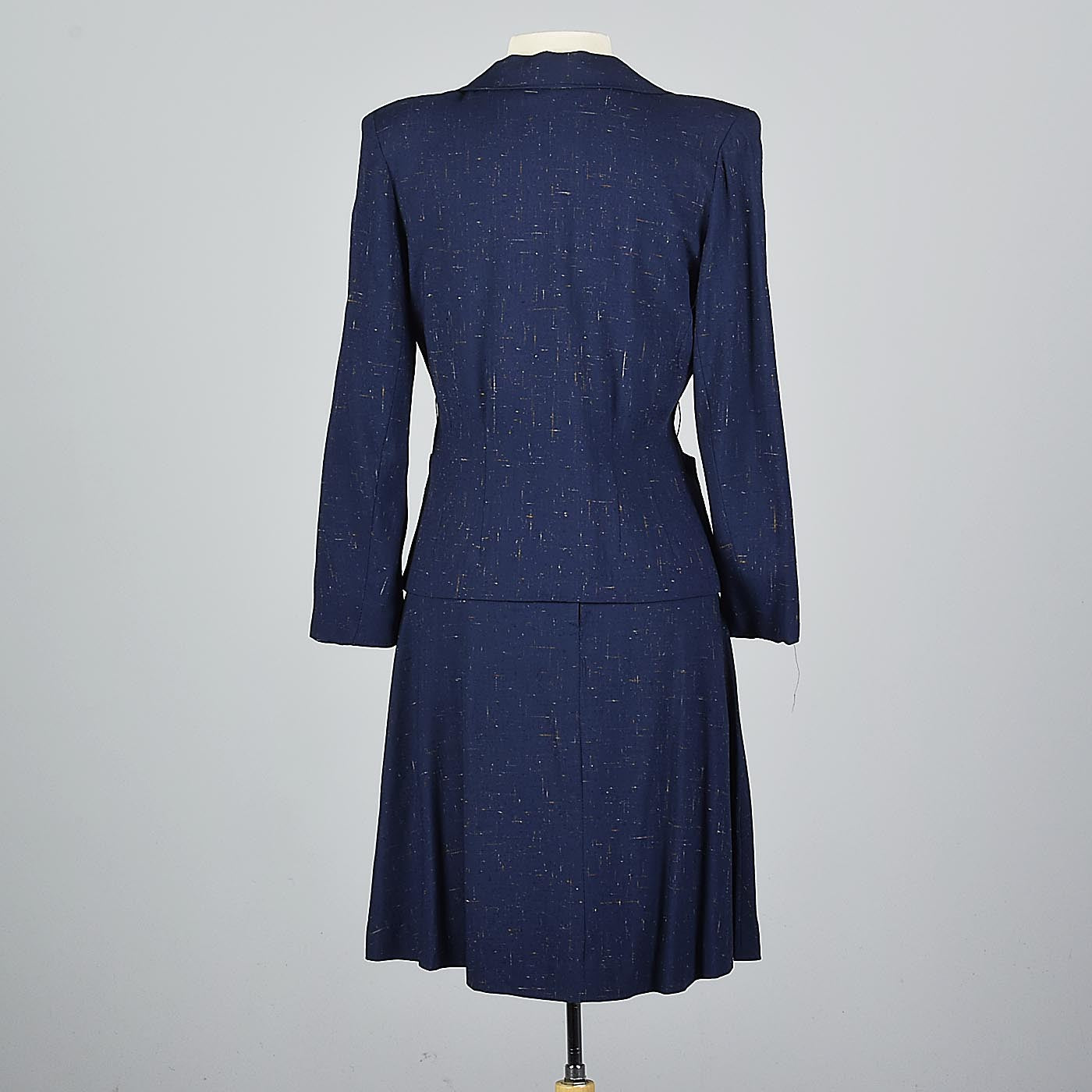 1940s Skirt Suit in Flecked Navy Fabric