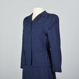 1940s Skirt Suit in Flecked Navy Fabric