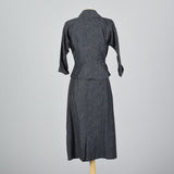 1950s Skirt Suit with Blue and Black Pattern