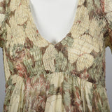 1970s Long Sleeve Bohemian Maxi Dress with a Massive Sweep