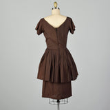 XS 1950s Brown and Black Gingham Dress