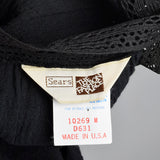 1970s Black Gauze Dress with Lace Trim