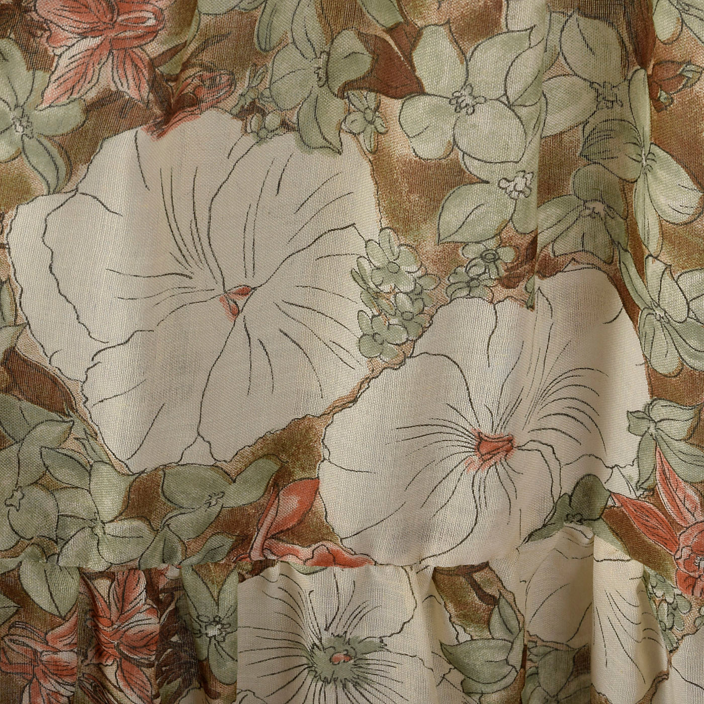 1970s Gunne Sax Brown Floral Maxi Dress