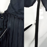 Large 1910s Blouse Edwardian Navy Blue Silk Shirt Pleated Tie Back Waist Top