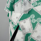 XS 1940s Novelty Print Peplum Dress