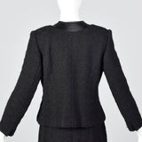 1960s Black Chunky Tweed Skirt Suit