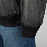 XXL-XXXL Sean John Black Leather Bomber Jacket