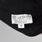 Large 1990s St. John Pant Suit Black Knit Jacket Ensemble