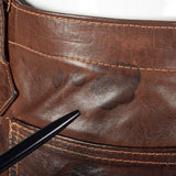 1970s Brown Leather Pants with Antler Buttons
