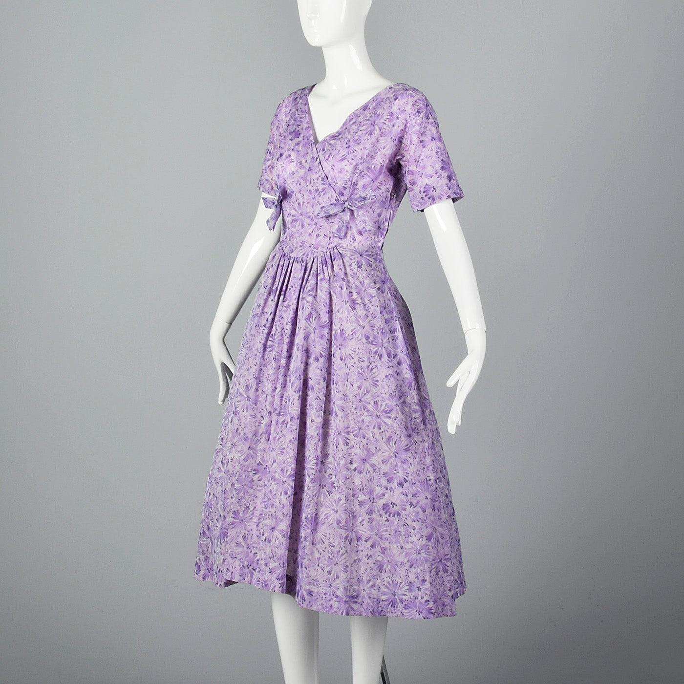 1950s Purple Floral Dress