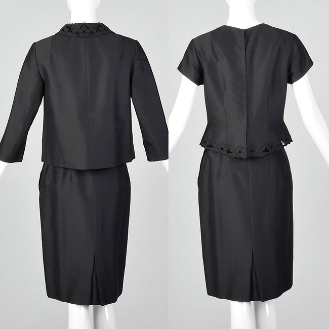 1960s Black Three Piece Skirt Set