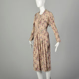 Medium 1990s Laura Ashley Dress Floral Wool Cotton Blend Long Sleeve Autumn